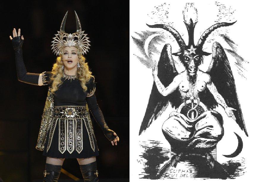 Madonna performing for the NFL Superbowl - the satanic symbolism is very blatant