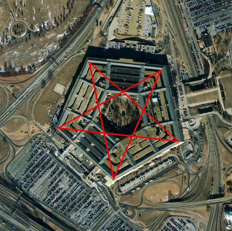Even the most important building for U.S intelligence is openly built in the shape of a pentagram.